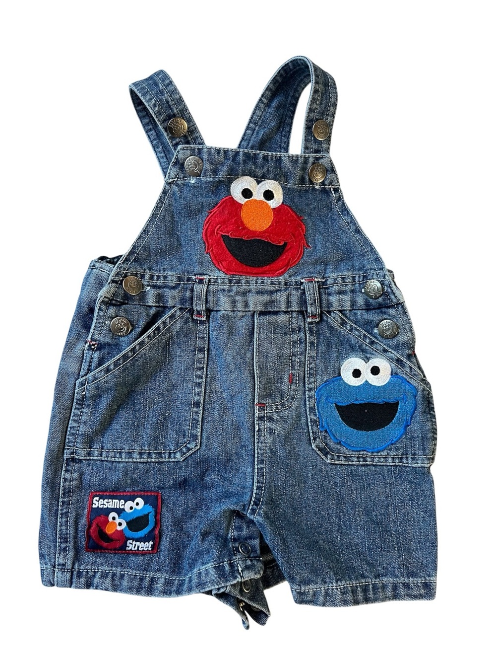 Vintage Sesame Street Denim Overalls 3/6 Mo Elmo